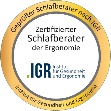 Siegel: Geprüfter Schlafberater nach IGR, Zertifizierter Schlafberater der Ergonomie
